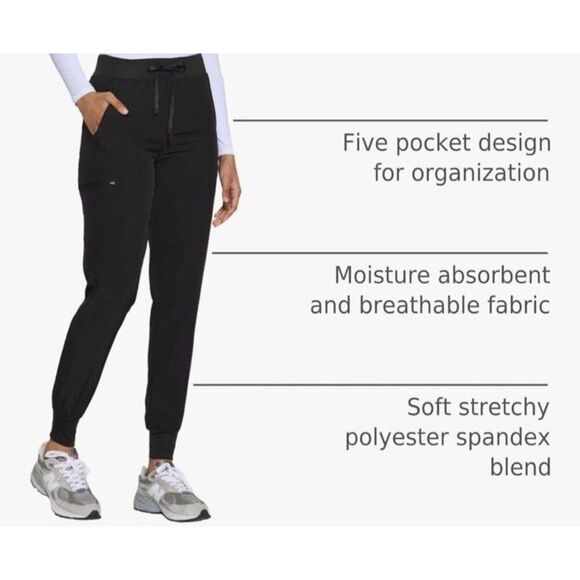 Scrub Jogger Pants Tapered Leg High Rise - Picture 4 of 5